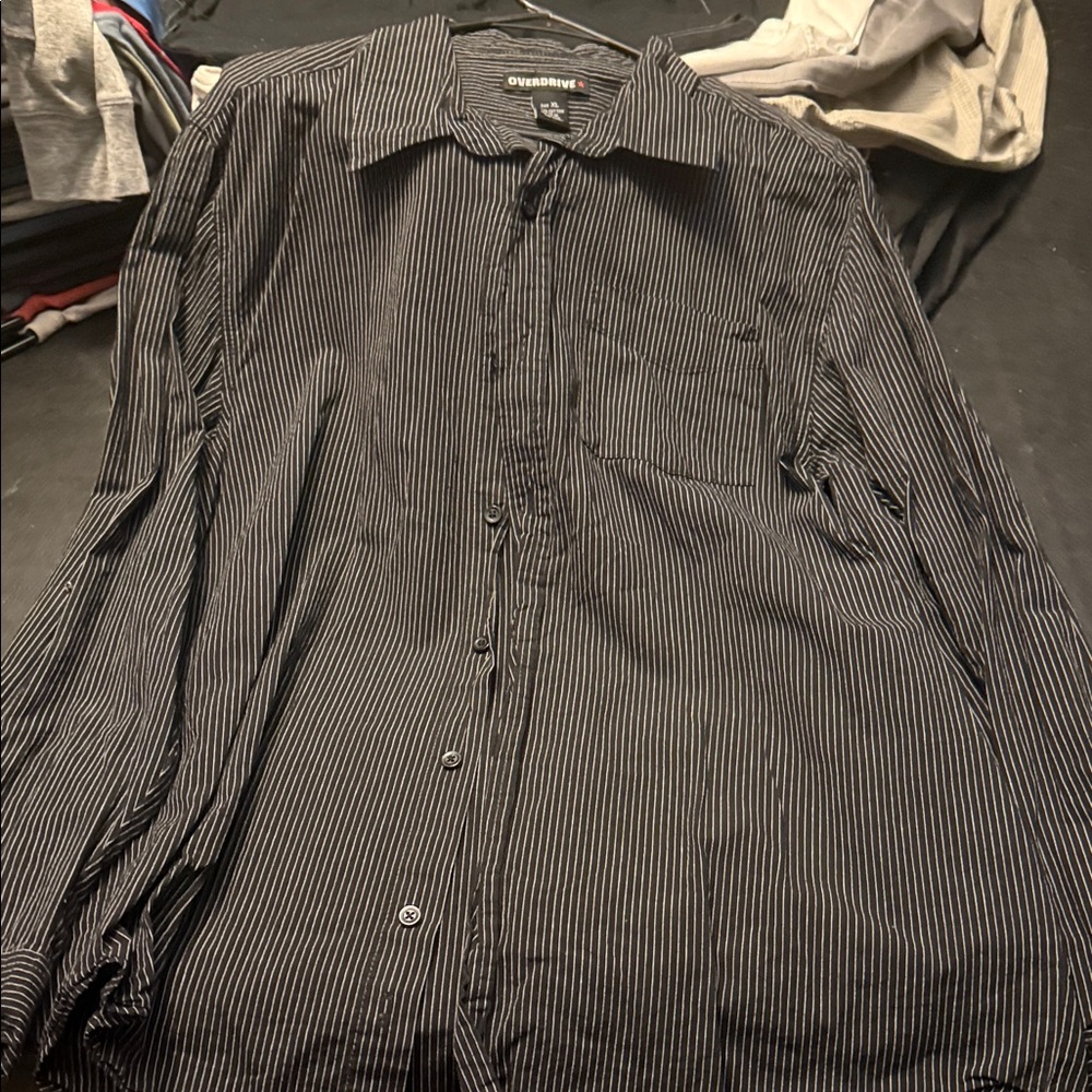 Overdrive Black Pinstripe Men's Casual Shirt